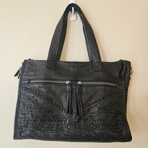 Day & Mood Black Leather Blima Satchel Southwestern Crossbody Anthropologie